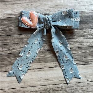Blue and Orange Floral Hair Bow Accessory